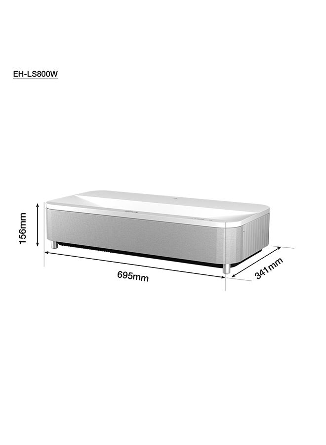 EPSON - Super-Ultra-Short-Throw Projector, Smart Laser Projection TV, 4,000 Lumen Brightness, 2,500,000:1 Contrast Ratio, 3LCD Technology EH-LS800W White - Image 1
