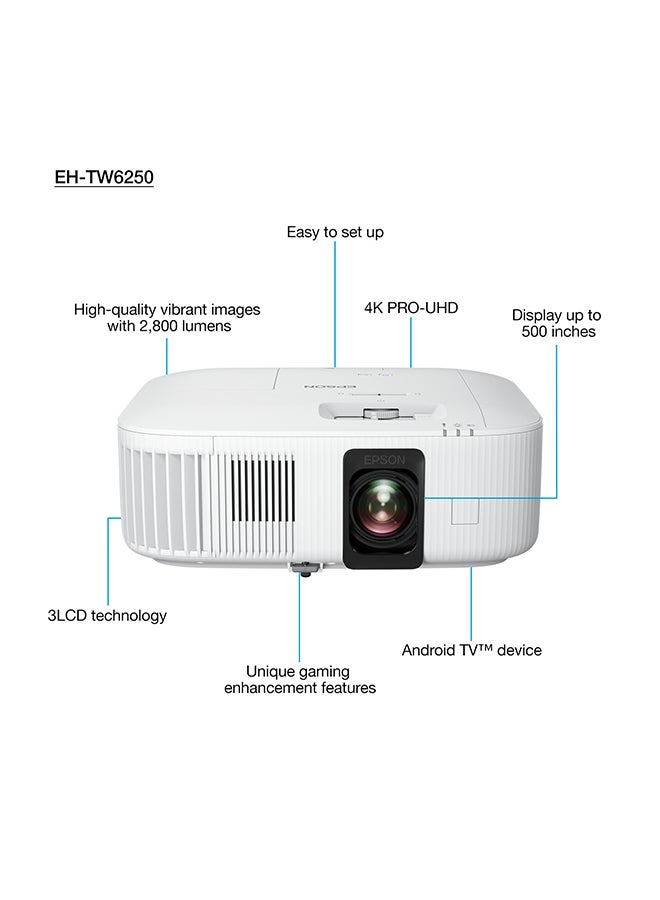إبسون - جهاز عرض 4K PRO-UHD، سطوع 2,800 لومن، زمن تأخير أقل من 20 مللي ثانية، تقنية 3LCD - Image 1