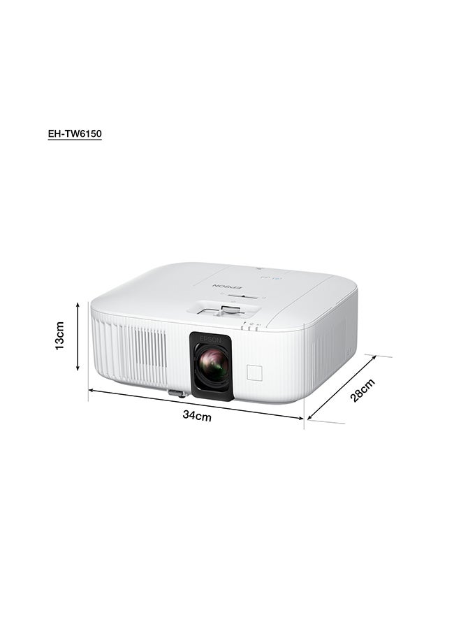 4K PRO-UHD Projector, 2,800 Lumen Brightness, Lag Time Of Less Than 20ms, 3LCD Technology EH-TW6150 White