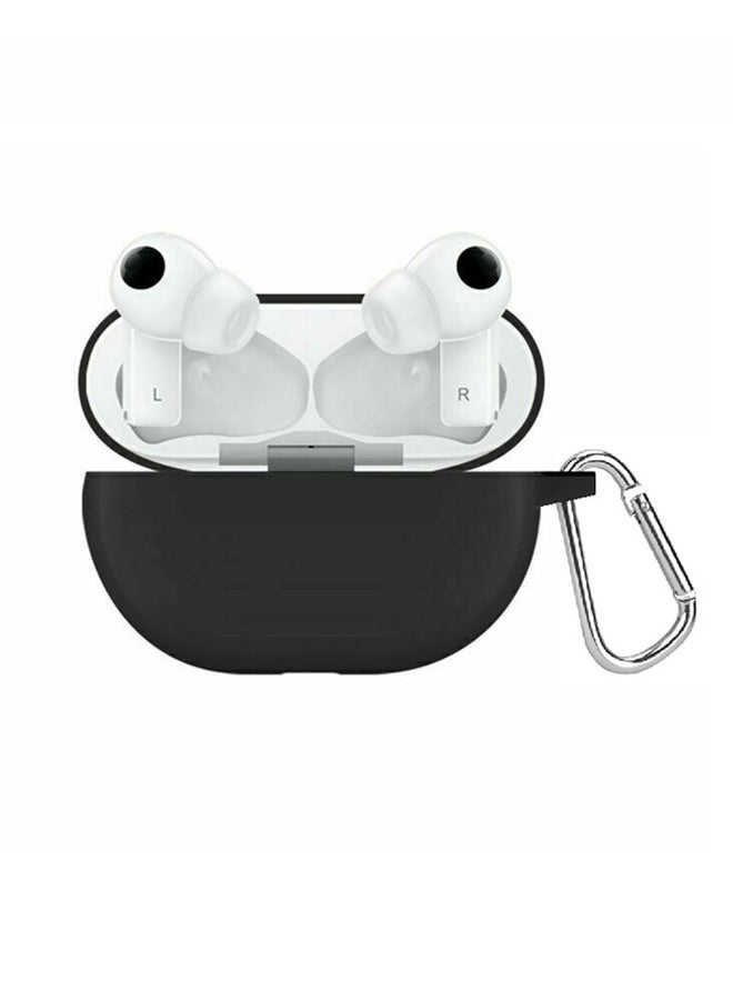 غطاء حماية واق مرن مزود بحلقة بقفل زنبركي مضاد للضياع والصدمات لسماعات هواوي فري بادز برو أسود - Image 1
