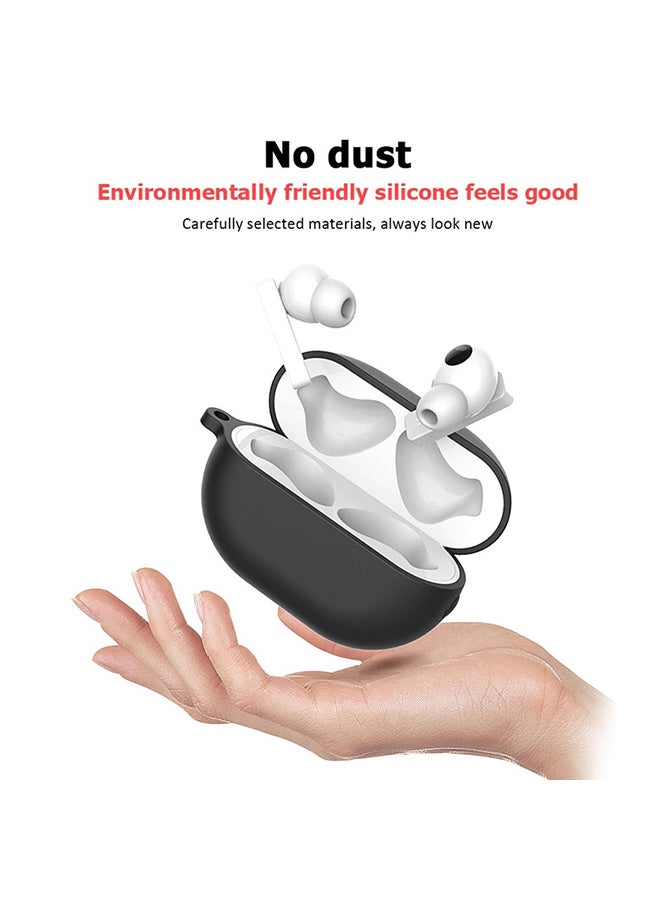 غطاء حماية واق مرن مزود بحلقة بقفل زنبركي مضاد للضياع والصدمات لسماعات هواوي فري بادز برو أسود - Image 2