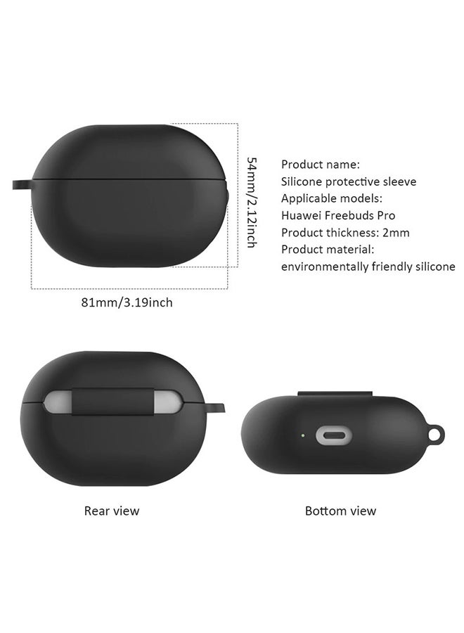 غطاء حماية واق مرن مزود بحلقة بقفل زنبركي مضاد للضياع والصدمات لسماعات هواوي فري بادز برو أسود - Image 4