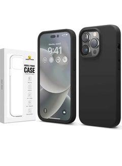 Rock Pow Compatible with iPhone 14 Pro Case, Liquid Silicone Case, Full Body Protective Cover, Shockproof, Slim Phone Case, Anti-Scratch Soft Microfiber Lining, 6.1 inch Black