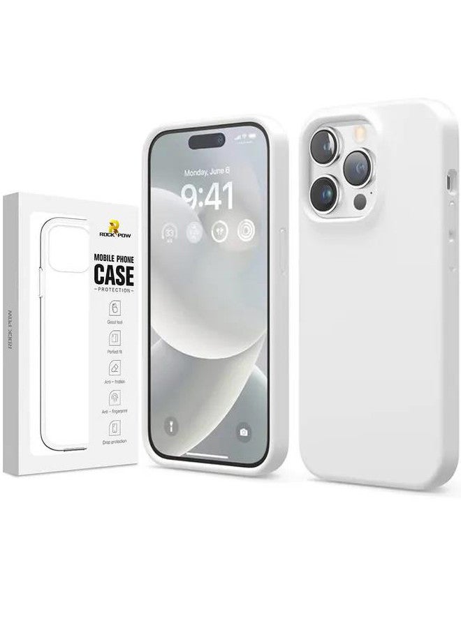 Rock Pow Rock Pow Compatible with iPhone 14 Pro Case, Liquid Silicone Case, Full Body Protective Cover, Shockproof, Slim Phone Case, Anti-Scratch Soft Microfiber Lining, 6.1 inch White  - Image 1