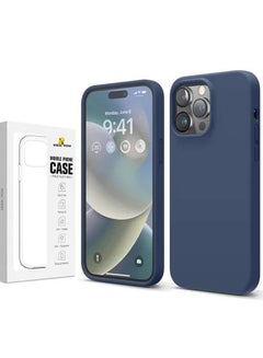 Rock Pow Compatible with iPhone 14 Pro Max Case, Liquid Silicone Case, Full Body Protective Cover, Shockproof, Slim Phone Case, Anti-Scratch Soft Microfiber Lining, 6.7 inch Jean Indigo