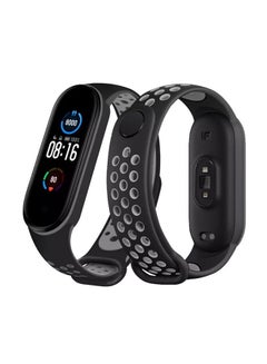 MARGOUN Replacement Silicone Strap For Xiaomi 5/Mi Band 6 Grey/ Black  - Image 2
