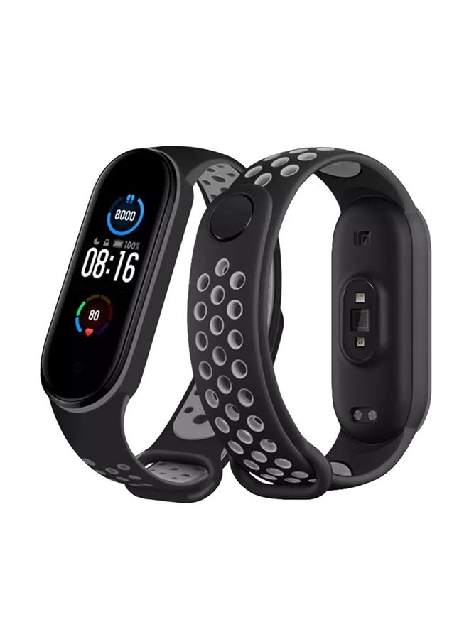 MARGOUN Replacement Silicone Strap For Xiaomi 5/Mi Band 6 Grey/ Black  - Image 2
