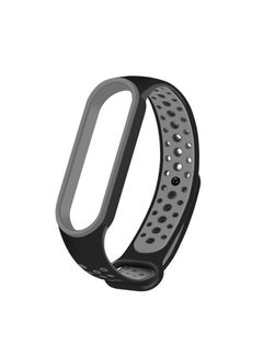 MARGOUN Replacement Silicone Strap For Xiaomi 5/Mi Band 6 Grey/ Black  - Image 3