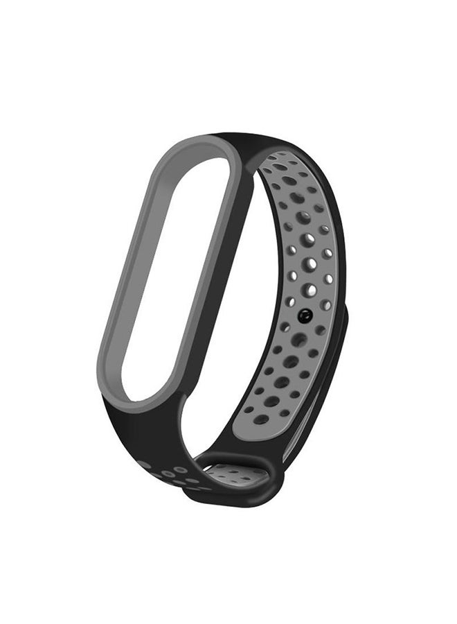 MARGOUN Replacement Silicone Strap For Xiaomi 5/Mi Band 6 Grey/ Black  - Image 3