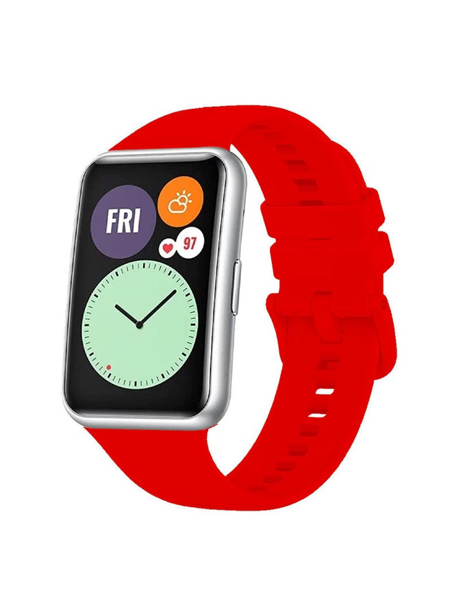 MARGOUN Adjustable Silicone Sport Watch Bands Replacement Wristband Compatible With Huawei Watch Fit 2 Dark Red  - Image 1