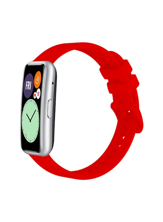MARGOUN Adjustable Silicone Sport Watch Bands Replacement Wristband Compatible With Huawei Watch Fit 2 Dark Red  - Image 4
