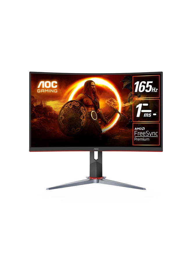 AOC C24G2 23.6-Inch (VA / 1500R) Curved Gaming Monitor, 1920 × 1080 (FHD), 165Hz, 1ms, HDR Mode Visual Enhancement, VGA x 1, HDMI 1.4 x 2, DisplayPort 1.2 x 1, Adaptive Sync Anti-tearing Technology Black  - Image 1