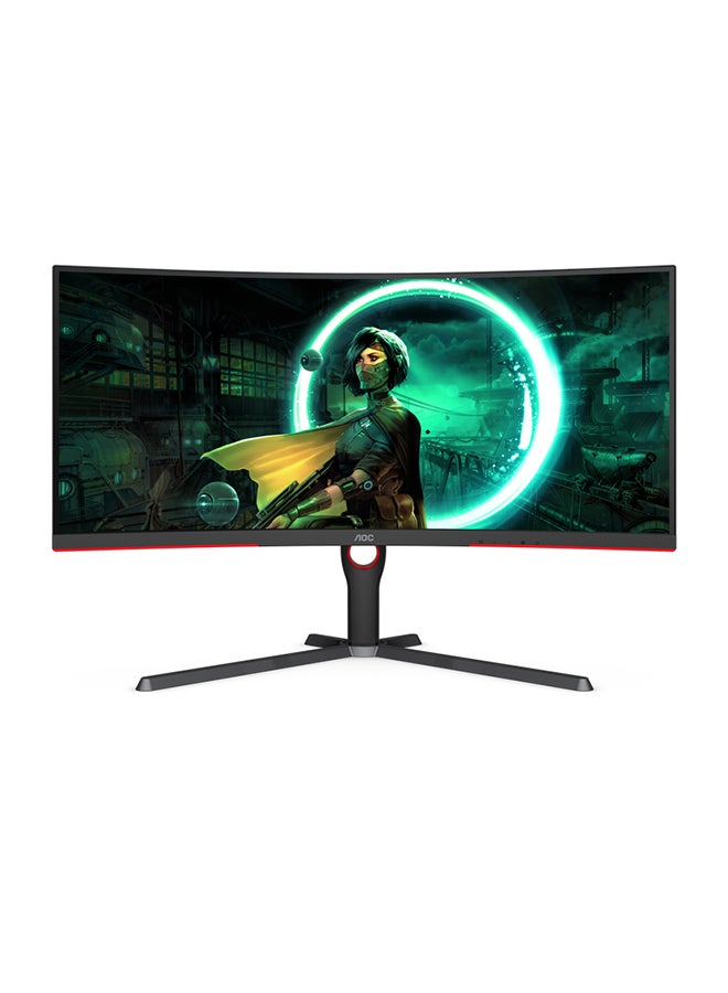 AOC - CU34G3S 34-Inch (VA / 1000R) Curved Gaming Monitor, 21:9 UltraWide, 3440 × 1440 (WQHD),165Hz , 1ms, HDR10 Mode Visual Enhancement, HDMI 2.0 x 2, DisplayPort 1.4 × 2, FreeSync Premium tear-free immersion Black & Red - Image 1