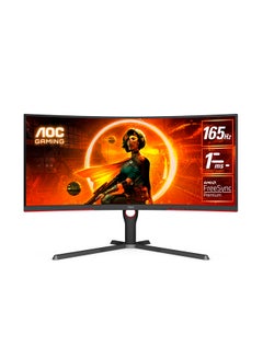 CU34G3S 34-Inch (VA / 1000R) Curved Gaming Monitor, 21:9 UltraWide, 3440 × 1440 (WQHD),165Hz , 1ms, HDR10 Mode Visual Enhancement, HDMI 2.0 x 2, DisplayPort 1.4 × 2, FreeSync Premium tear-free immersion Black & Red