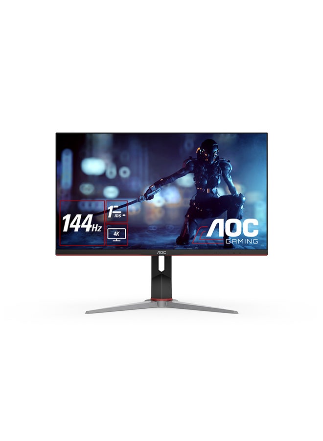 AOC U28G2X 28-Inch (IPS LCD) 4K Gaming Monitor, DisplayHDR 400, 3840 × 2160 (UHD),  144Hz, 1ms, VESA Certified DisplayHDR 400, HDMI 2.0 x 2, DisplayPort 1.4 x 2, FreeSync Premium tear-free immersion Black & Red  - Image 2