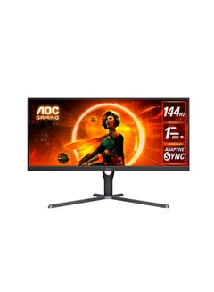 U34G3XM 34-Inch (WQHD)  (VA) Gaming Monitor, 3440x1440(QHD), 144Hz, 1 ms, HDR10 Mode Visual Enhancement, HDMI 2.0 x 2, DisplayPort 1.4 × 1, Adaptive Sync Anti-tearing Technology Black/Red