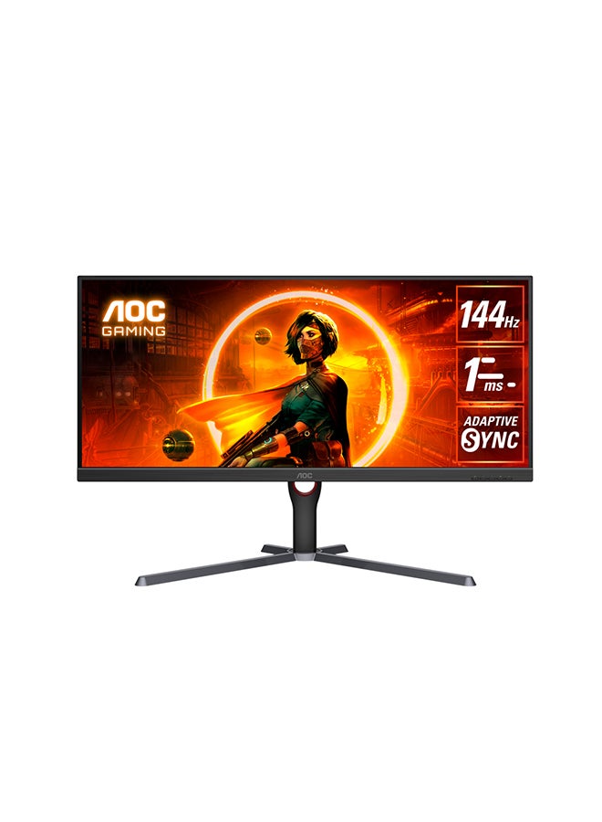 AOC - U34G3XM 34-Inch (WQHD)  (VA) Gaming Monitor, 3440x1440(QHD), 144Hz, 1 ms, HDR10 Mode Visual Enhancement, HDMI 2.0 x 2, DisplayPort 1.4 × 1, Adaptive Sync Anti-tearing Technology Black/Red - Image 1