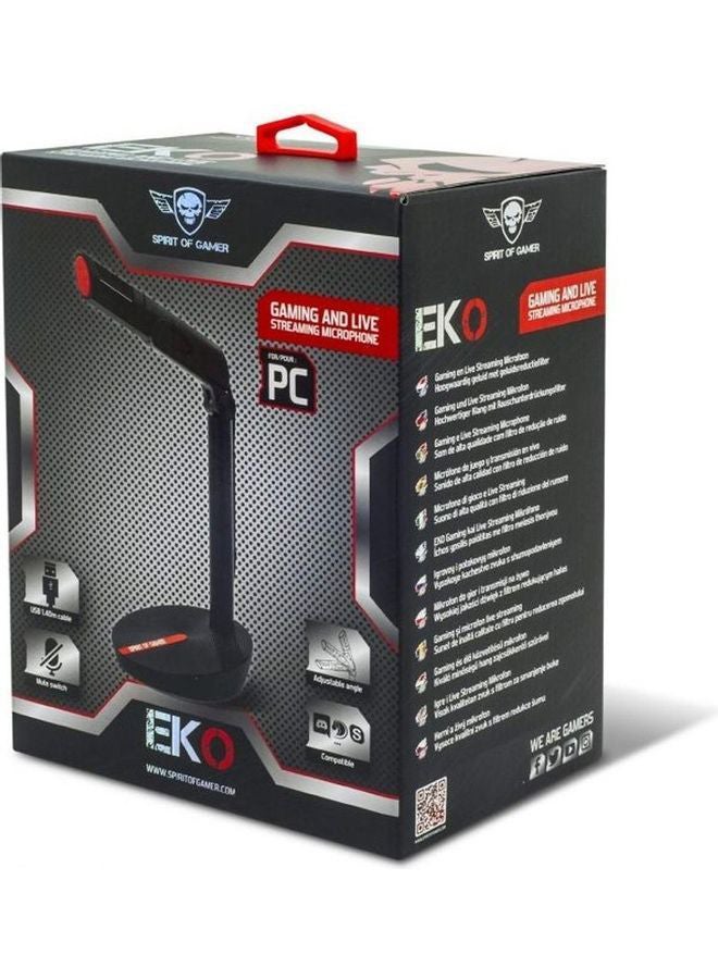 EKO Gaming AND Live Streaming USB Microphone FOR Computer With Desktop Stand| Volume Control Black/Red