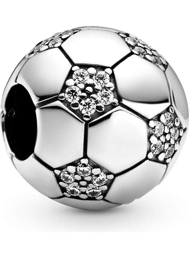PANDORA 925 Sterling Silver Cubic Zirconia Studded Football Design Charm  - Image 1