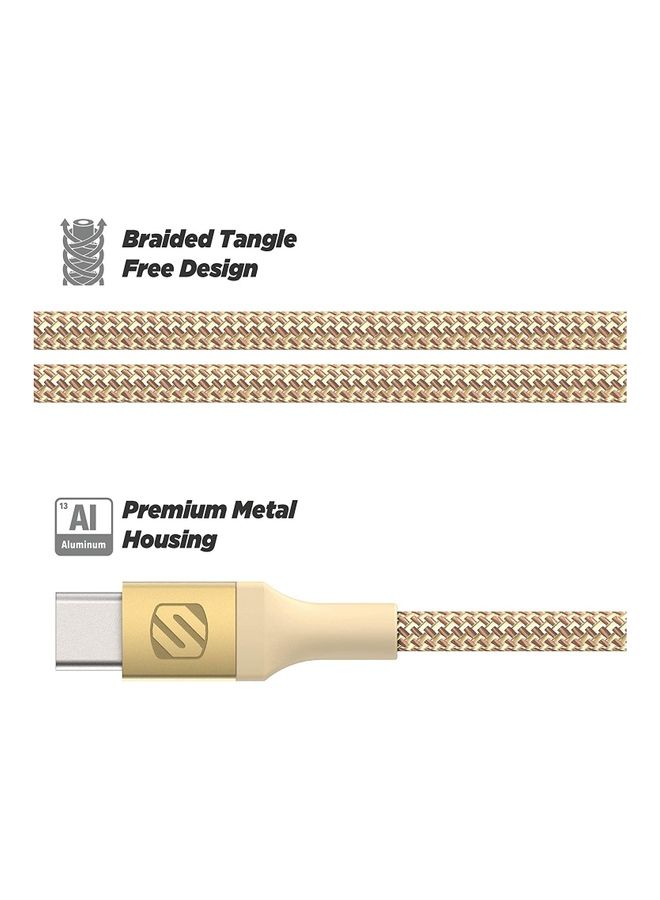 Scosche 4ft Braided Lightning To USB C Charger & Sync Cable Gold - Image 3