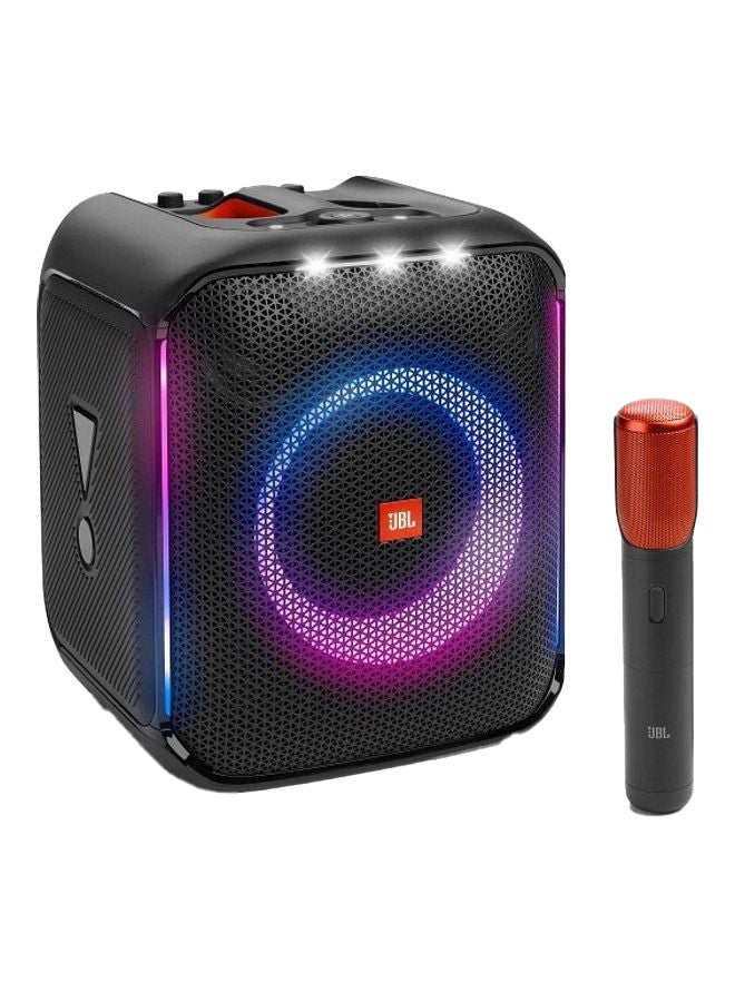 Partybox Encore Portable Speaker With Digital Wireless Mic 100W Powerful Sound Dynamic Light Show IPX4 Splash Proof 10 Hours Of Playtime Multisource Playback Black 