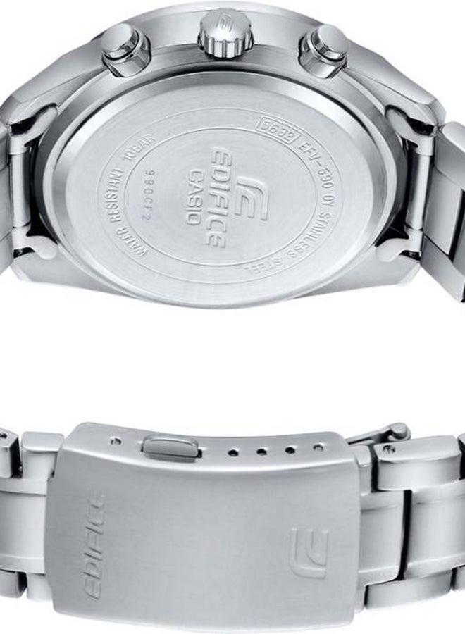 كاسيو ساعة يد كرونوغراف بسوار من الإستانلس ستيل طراز EFV-590D-1AVUDF - 51 مم - فضي للرجال - Image 3