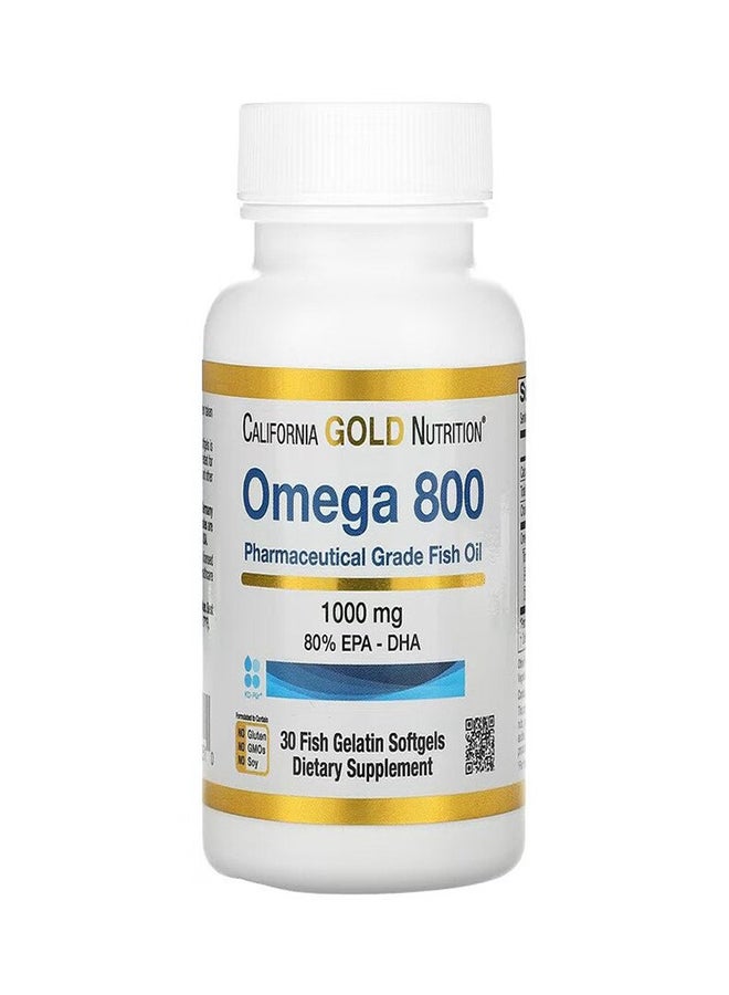 California Gold Nutrition Omega 800 1000 Mg Pharmaceutical Grade Fish Oil-30 Soft Gels  - Image 1