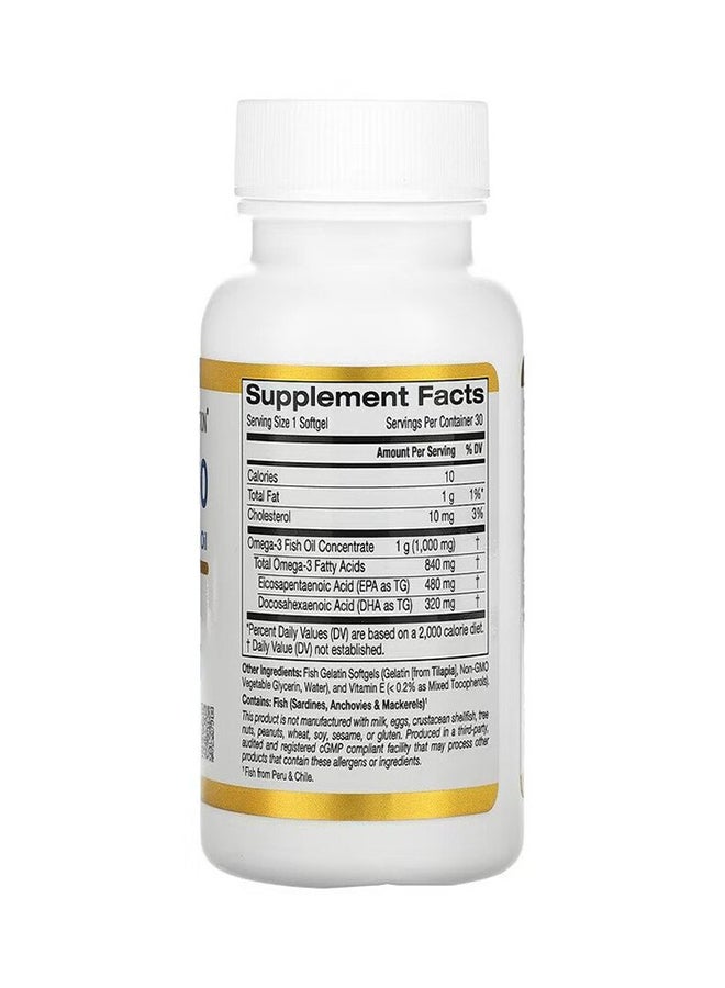 California Gold Nutrition Omega 800 1000 Mg Pharmaceutical Grade Fish Oil-30 Soft Gels  - Image 2