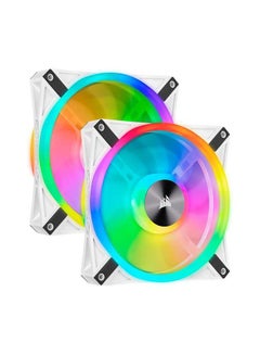QL Series iCUE QL140 RGB 140mm RGB LED PWM Fan With Dual Fan Kit with Lighting Node Core White