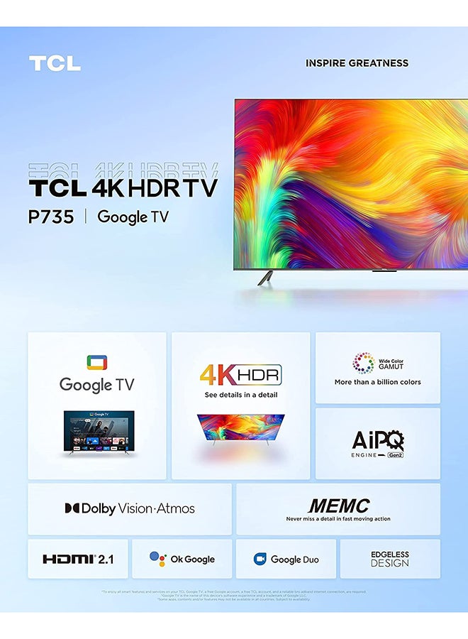 TCL 85 Inch 4K Ultra HD Smart Google TV With Hands-Free Voice Control, Dolby Vision And Atmos, HDR 10, Built-In Chromecast Google Assistant, 60HZ MEMC 85P735 Black  - Image 4