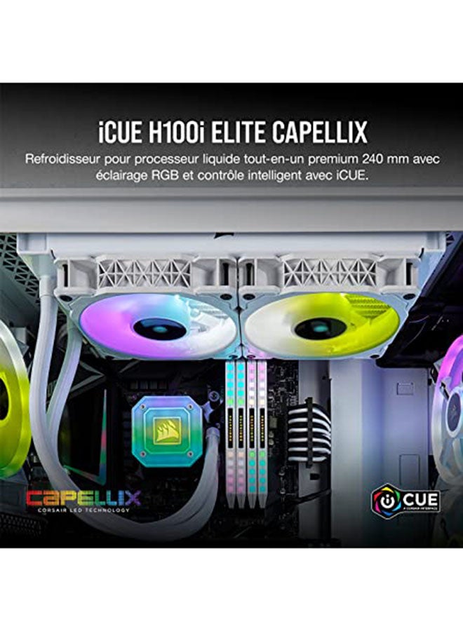 CORSAIR - ICUE H100i Elite Capellix Liquid, ML120 RGB PWM Fans, 240mm Radiator, Low-Noise Cooling for Your CPU Cooler - | CW-9060050-WW White - Image 1