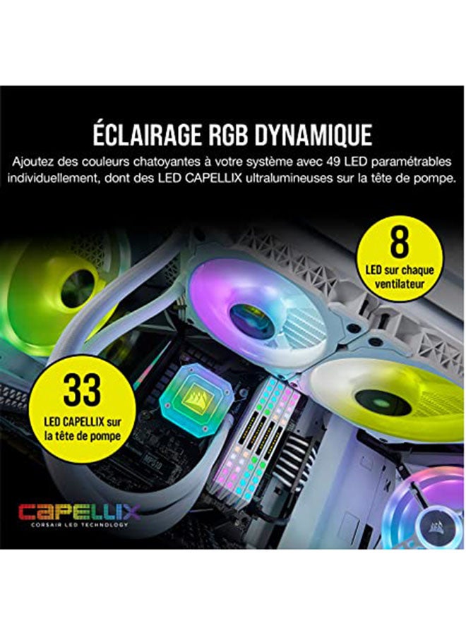 CORSAIR - ICUE H100i Elite Capellix Liquid, ML120 RGB PWM Fans, 240mm Radiator, Low-Noise Cooling for Your CPU Cooler - | CW-9060050-WW White - Image 1