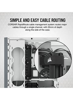 CORSAIR 5000D Airflow Tempered Glass, 2 x USB 3.0 / 1 x USB 3.1 Type-C / Audio In&Out, Radiator 360mm, Steel / Plastic / Tempered Glass, Mid-Tower ATX PC Case - White | CC-9011211-WW  - Image 4