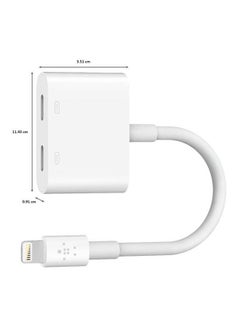 belkin MFi Certified Lightning Charging With  Dual Functionality Adapter For iPhone And iPad Pass Audio Headphones White  - Image 3