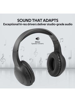 PROMATE Bluetooth Headphone, Over-Ear Deep Bass Wired/Wireless Headphone with Long Playtime, Hi-Fi Sound, Built-In Mic, On-Ear Controls, Soft Earpads, MicroSD Card Slot and AUX Port For iPhone, Samsung, iPad Pro, LaBoca Black/Blue Black  - Image 2