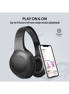 PROMATE Bluetooth Headphone, Over-Ear Deep Bass Wired/Wireless Headphone with Long Playtime, Hi-Fi Sound, Built-In Mic, On-Ear Controls, Soft Earpads, MicroSD Card Slot and AUX Port For iPhone, Samsung, iPad Pro, LaBoca Black/Blue Black  - Image 4