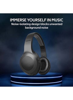 PROMATE Bluetooth Headphone, Over-Ear Deep Bass Wired/Wireless Headphone with Long Playtime, Hi-Fi Sound, Built-In Mic, On-Ear Controls, Soft Earpads, MicroSD Card Slot and AUX Port For iPhone, Samsung, iPad Pro, LaBoca Black/Blue Black  - Image 5