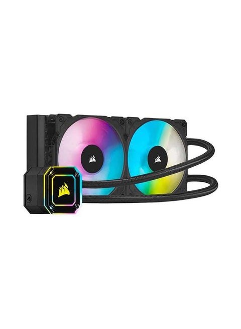 iCUE H100i ELITE CAPELLIX CPU liquid cooling (33 ultra-bright CAPELLIX RGB LEDs, two 120 mm ML RGB PWM fans, 400 to 2,400 rpm, including Corsair iCUE Commander CORE) Black