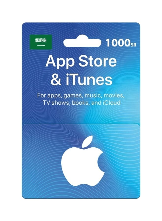 ابل  بطاقة هدايا iTunes بقيمة 1000 ريال سعودي (التوصيل عبر الرسائل القصيرة/واتساب)