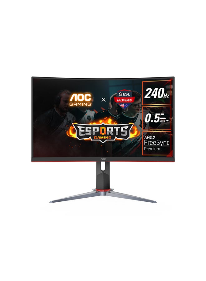 AOC - C27G2Z 27-Inch (VA / 1500R) Curved Gaming Monitor, 1920 × 1080 (FHD), 240Hz, 0.5ms, HDR Mode Visual Enhancement, HDMI 2.0 x 2, DisplayPort 1.2 x 1, FreeSync Premium tear-free immersion 27inch Black/Red - Image 1