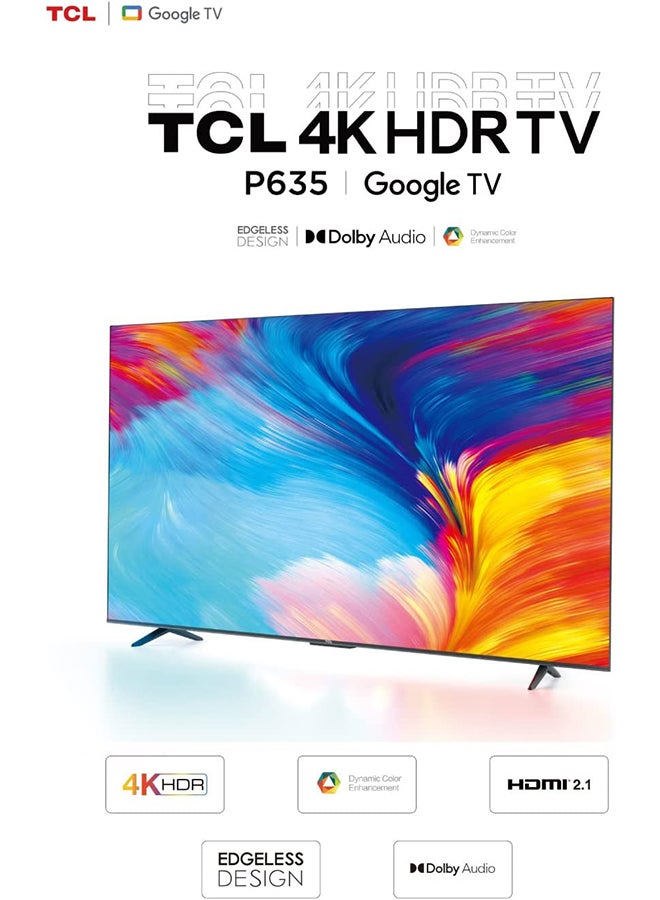 TCL - 55-Inch 4K UHD Smart TV, Built in receiver, Google TV with Built-in Chromecast & Google Assistance, Hands-Free Voice Control, Dolby Audio, HDR10 & Micro Dimming Technology, Edgeless Design. 55P635 Black 55P635 Black - Image 1