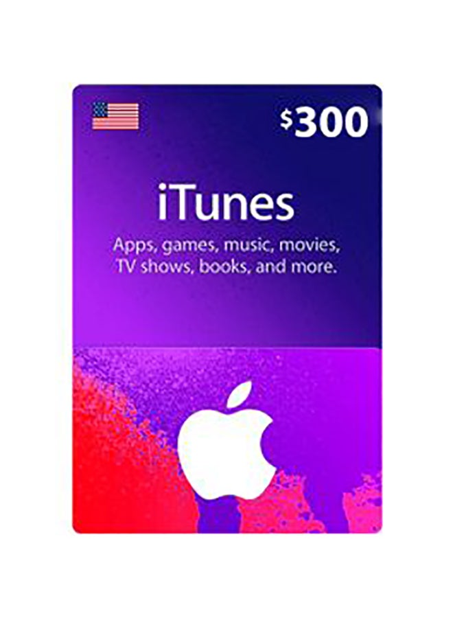 Apple iTunes 300$ Gift Card-USA (Delivery via SMS/WhatsApp) 