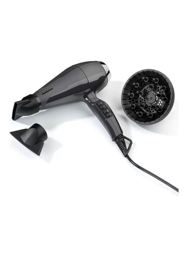 babyliss Air Pro Professional Salon Ionic Hair Dryer With Curler Attachment For Men And Women 2200W Black  - Image 2