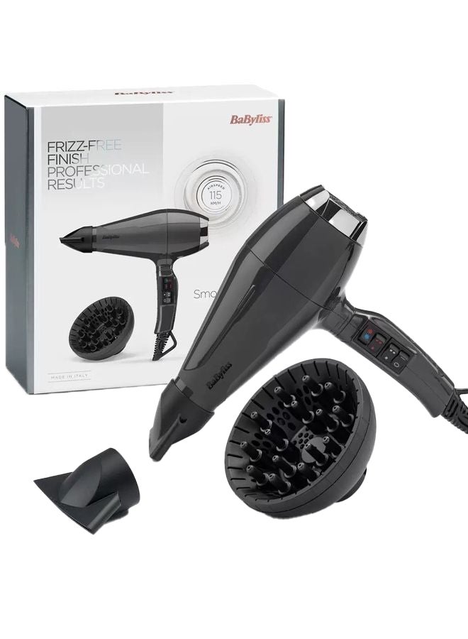 babyliss Air Pro Professional Salon Ionic Hair Dryer With Curler Attachment For Men And Women 2200W Black  - Image 1