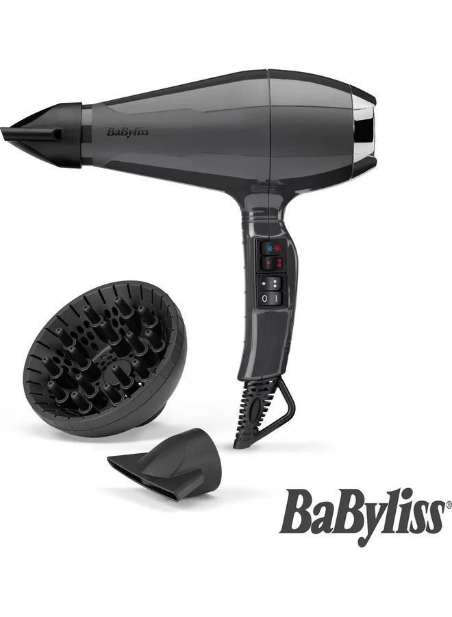 babyliss Air Pro Professional Salon Ionic Hair Dryer With Curler Attachment For Men And Women 2200W Black  - Image 3