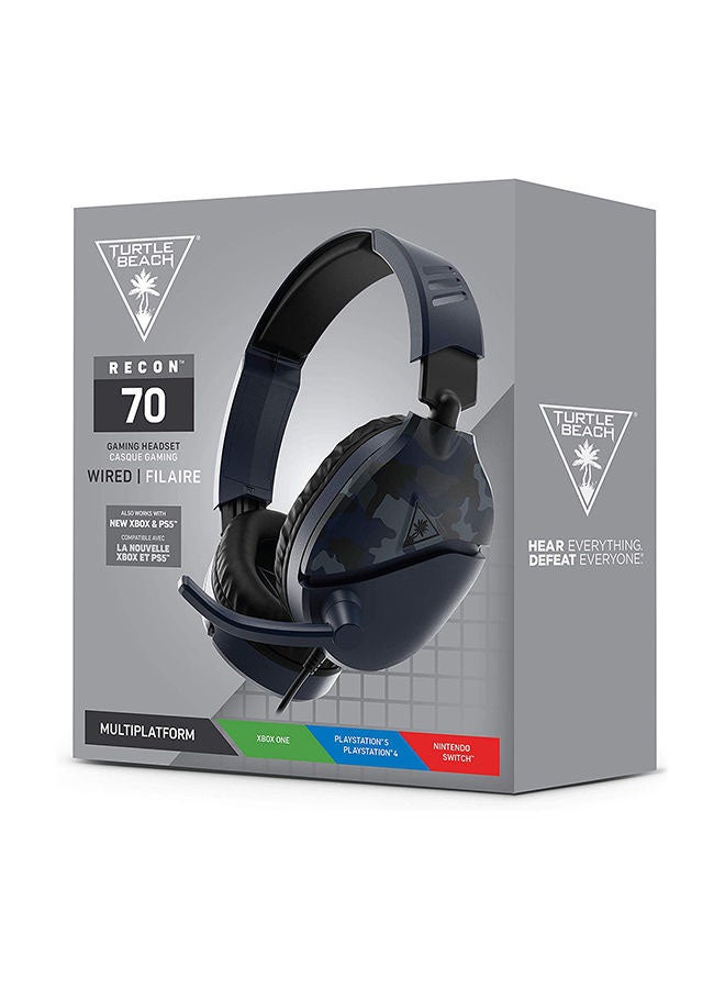 TURTLE BEACH - Turtle Beach Recon 70 Blue Camo Gaming Headset - FLIP-UP To Mute Microphone - Lightweight Comfort - for PlayStation 5, PS4 Pro & PS4, Xbox One & Xbox Series X|S, Nintendo Switch, and Mobile - Image 1