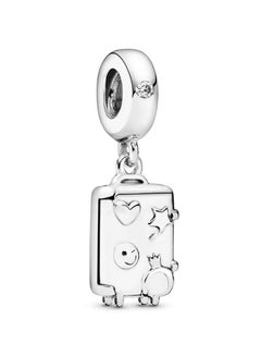 PANDORA Sterling Silver Suitcase Cubic Zirconia Dangle Charm  - Image 1
