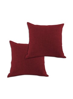 REGAL IN HOUSE 2 Pieces Linen Decorative Cushion Set linen Burgundy 45 x 45cm  - Image 1