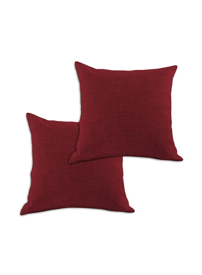 ريغال إن هاوس طقم وسائد ديكور عدد 2 مربعة الشكل من الكتان linen برغندي 45 x 45سم  - Image 1