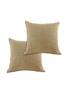 REGAL IN HOUSE 2 Pieces Linen Decorative Cushion Set linen Beige 45 x 45cm  - Image 1